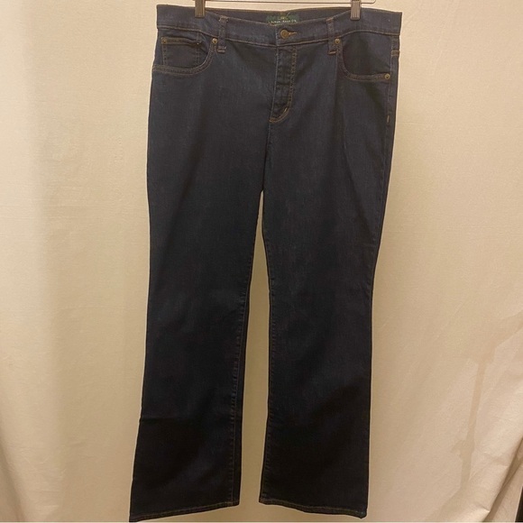 Lauren Ralph Lauren Sz 14 Mid Rise Boot Cut Jeans Women’s Dark Wash Stretch - Picture 12 of 13